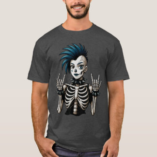 Cool Punk Meisje Skelet Punk Rock Gothic Meisjes T-shirt