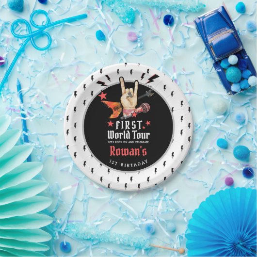 Cool Punk Rockstar First Birthday Papieren Bordje (Feest)
