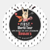 Cool Punk Rockstar First Birthday Ronde Sticker (Voorkant)