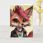 Cool Punkrock Fox Teenager alle Occasions Greep Kaart (Gele Bloem)