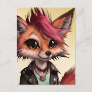 Cool Punkrock Fox Teenager Briefkaart