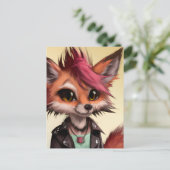 Cool Punkrock Fox Teenager Briefkaart (Staand voorkant)
