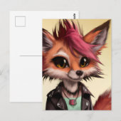 Cool Punkrock Fox Teenager Briefkaart (Voorkant / Achterkant)