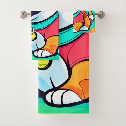 Cool Pup Cartoon stijl artwork Bad Handdoek (Insitu)