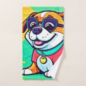 Cool Pup Cartoon stijl artwork Bad Handdoek (Handdoek)