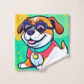 Cool Pup Cartoon stijl artwork Bad Handdoek (Wasdoekje)