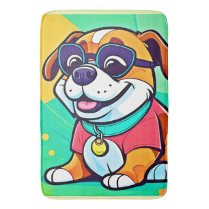 Cool Pup Cartoon stijl artwork Badmat