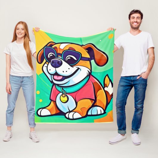 Cool Pup Cartoon stijl artwork Fleece Deken (In situ)