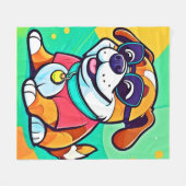 Cool Pup Cartoon stijl artwork Fleece Deken (Voorkant (Horizontaal))