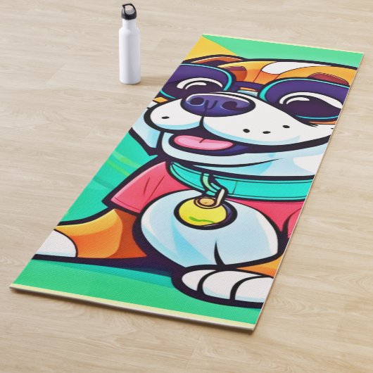 Cool Pup Cartoon stijl artwork Yogamat (In situ)