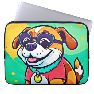 Cool Pup Cartoon Stijl Kunstwerk Laptop Sleeve
