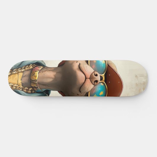 Cool Pup Vibes - Retro Style Dog Art Skateboard (Horizontaal)