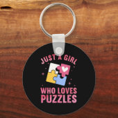 Cool Puzzle Design For Women Girls Jigsaw Lover Pu Sleutelhanger (Voorkant)
