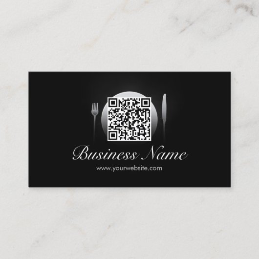 Cool QR Code Catering/Restaurant Visitekaartje (Voorkant)