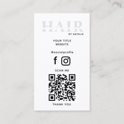 Cool QR Code Haarstylist Cosmetology Professional Visitekaartje (Achterkant)