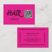 Cool QR-code Roze haarstylist Visitekaartje (Voorkant / Achterkant)