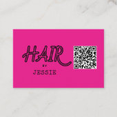 Cool QR-code Roze haarstylist Visitekaartje (Voorkant)