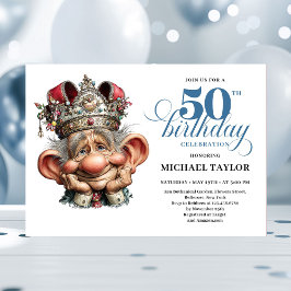 Cool Quirky Man 50 Birthday Editable Invitation Kaart