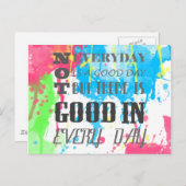 Cool quote kleurrijke levendige waterverven splaat briefkaart (Voorkant / Achterkant)