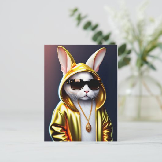 Cool Rabbit Briefkaart (Staand voorkant)