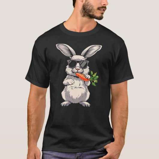 Cool Rabbit Face With Sunglasses Carrot Bunny For T-shirt (Voorkant)