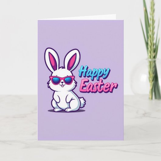 Cool Rabbit Happy Easter Card Kaart (Voorkant)