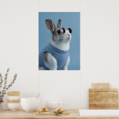 Cool Rabbit in Blue Sweater and Round Sunglasses Poster (Keuken)
