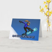 Cool Rabbit Snowboarder Verjaardag Kaart (Gele Bloem)