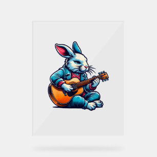 Cool Rabbit speelt gitarist van Easter Musician Acryl Bord