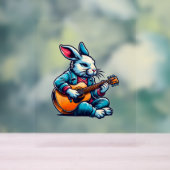 Cool Rabbit speelt gitarist van Easter Musician Acryl Bord (Neutraal)