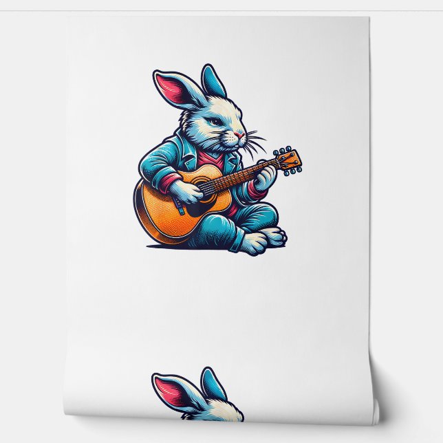 Cool Rabbit speelt gitarist van Easter Musician Behang (Afrollen)
