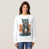 Cool Raccoon met hoofdtelefoon Trui (Voorkant volledig)