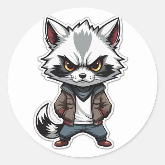 Cool Raccoon Sticker - Een Bandiet met Attitude (Voorkant)