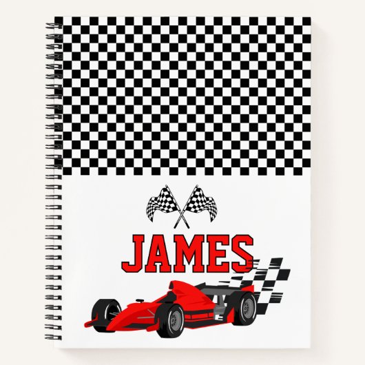 Cool Race Auto Jongen Aangepaste Naam Gepersonalis Notitieboek (Voorkant)