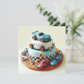 COOL RACE AUTO THEMA KINDEREN VERJAARDAGSTAART KAART (Staand voorkant)