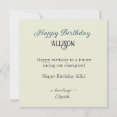 COOL RACE AUTO THEMA KINDEREN VERJAARDAGSTAART KAART (Achterkant)