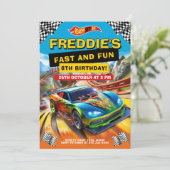 Cool Race Auto Verjaardagsfeestje Kaart (Staand voorkant)