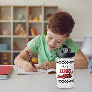 Cool Race Car Boy Aangepaste naam Gepersonaliseerd Waterfles