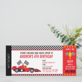 Cool Race Car Racing Party Ticket Boy Verjaardag Kaart (Staand voorkant)