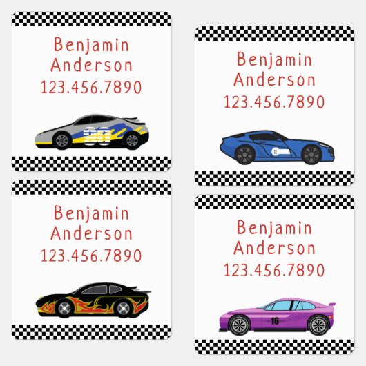 Cool Race Care Custom Name Label (Groep)