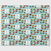 Cool Race Cars Kinder gepersonaliseerd op zaterdag Cadeaupapier (Vlak)