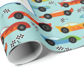 Cool Race Cars Kinder gepersonaliseerd op zaterdag Cadeaupapier (Rol Hoek)