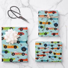 Cool Race Cars Kinderen van Birthday Inpakpapier Vel