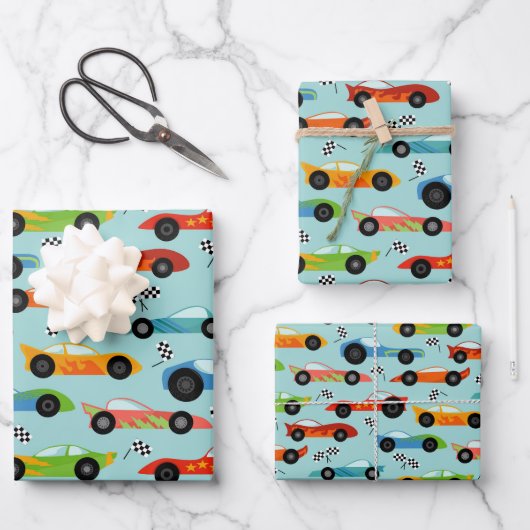 Cool Race Cars Kinderen van Birthday Inpakpapier Vel (Voorkant)