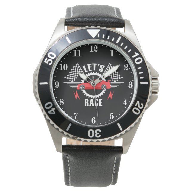 Cool raceauto mannen horloge (Voorkant)