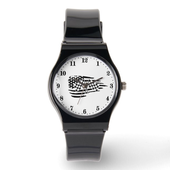 Cool racen & Amerikaanse vlagliefhebbers Horloge (Voorkant)