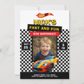 Cool Racing Car met foto Verjaardagsfeest Kaart (Voorkant)