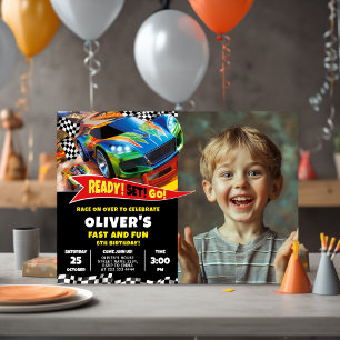 Cool Racing Car Party voor kinderen Kaart