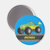 Cool Racing Green Monster Truck - Aangepast Magneet (Voorkant / Achterkant)