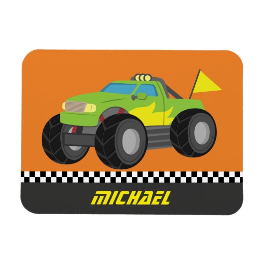 Cool Racing Green Monster Truck voor Racer Boys Magneet (Horizontaal)